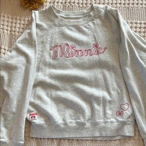 Gray Minnie Sweatshirt with red Embroidery
